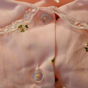 Katz Poly Cotton Long Nightgown Long Sleeves Pink Lace And Embroidery Decoration